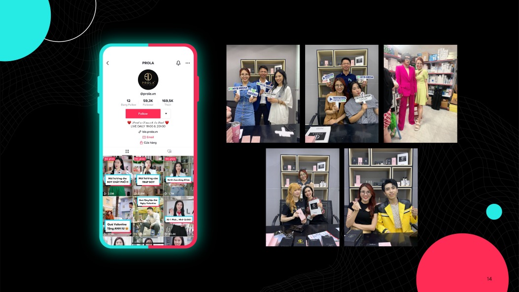 Kênh TikTok và livestream nước hoa Prola Perfume trong portfolio MYB